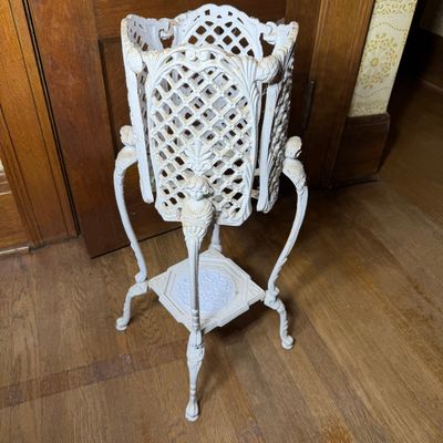 Victorian Style Cast Iron Plant Stand with Cherub Motifs