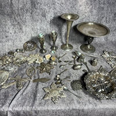 A Collection of Sterling Silver Hollowware, Flatware, and Commemorative Ornaments