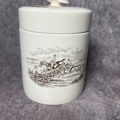 Copeland Spode The Huntsman First Over Transferware Lidded Tobacco Jar
