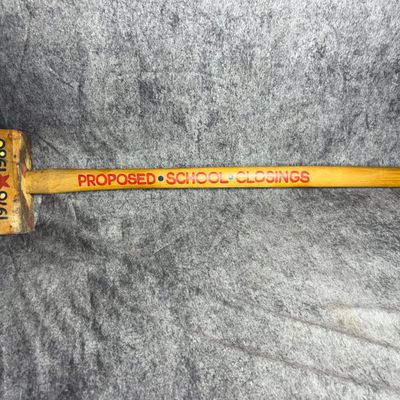 Vintage Painted Wood Akron Plan Protest Mallet Circa 1976-1980