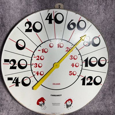 Vintage Hammacher Schlemmer 18 Inch Jumbo Dial Wall Thermometer