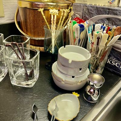 Sale Photo Thumbnail #7: Vintage stirrers, ashtrays, vintage ice bucket
