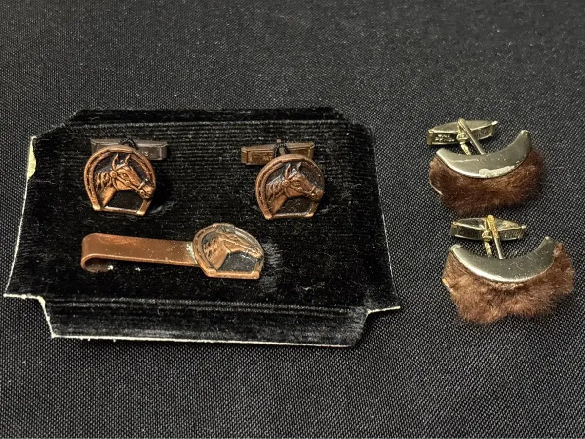 Vintage Men’s Cufflinks - Equestrian Horse Set & Fur Moons