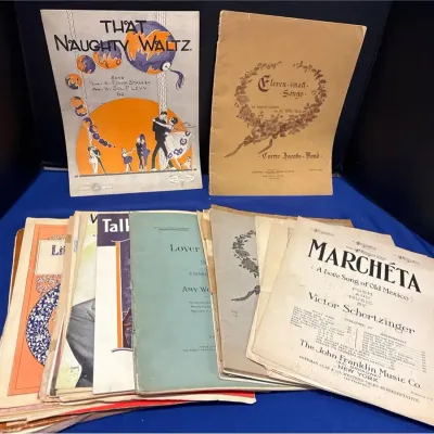 Vintage Sheet Music - That Naughty Waltz, Marcheta, Talking To The Moon Art Covers