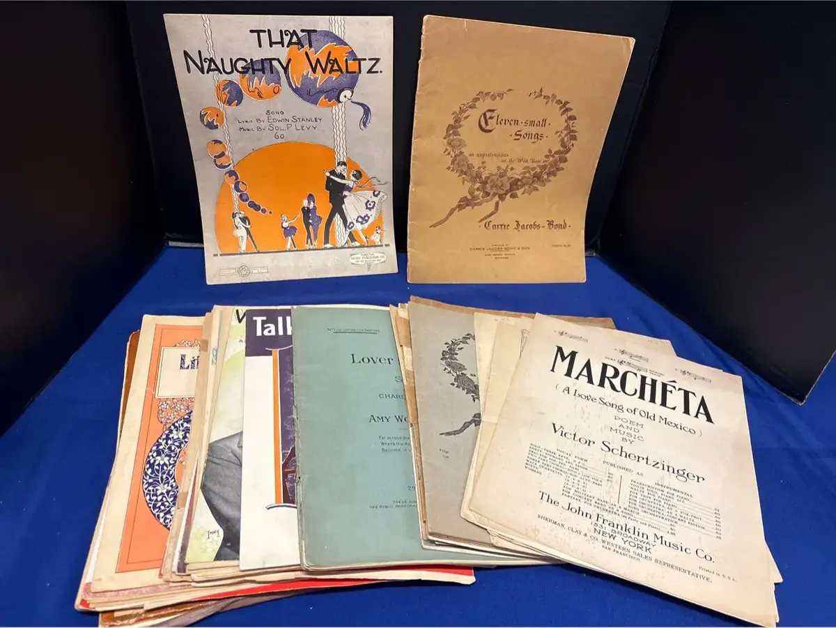 Vintage Sheet Music - That Naughty Waltz, Marcheta, Talking To The Moon Art Covers