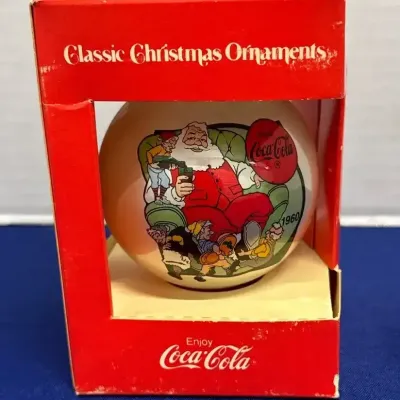 Coca Cola Classic Christmas Ornament - 1960, Santa, Enjoy Coke