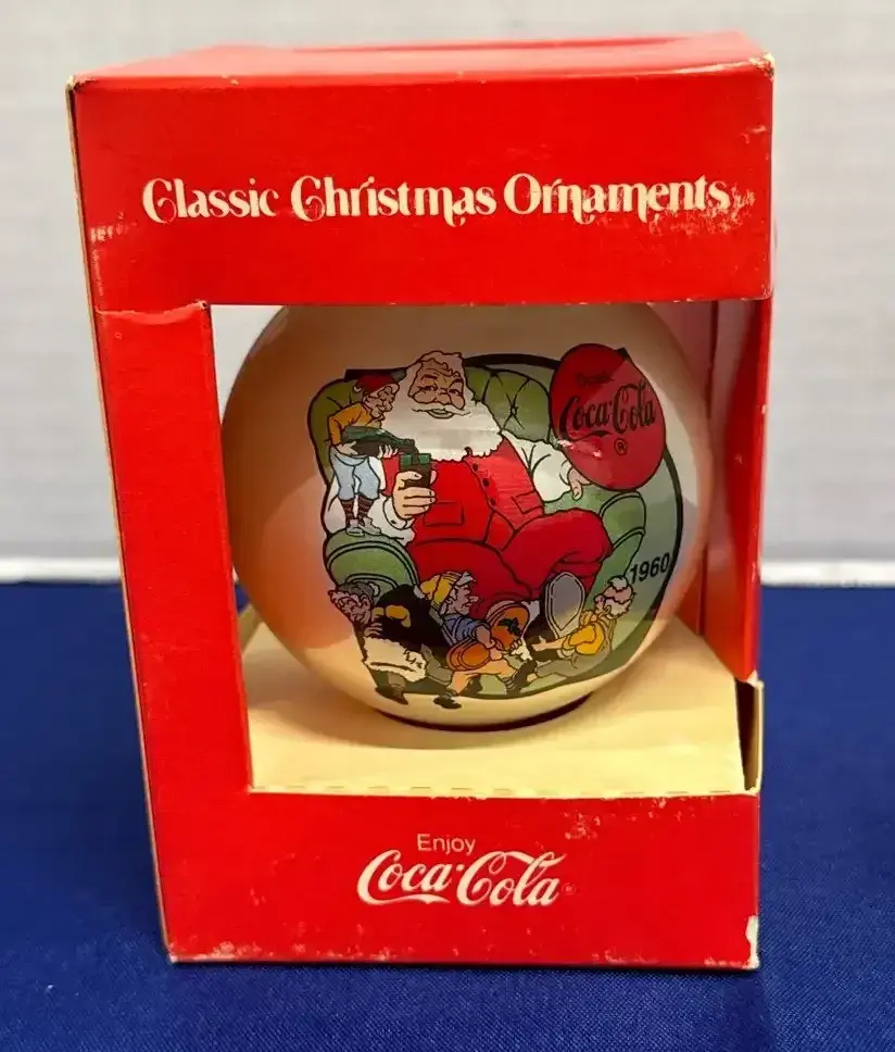 Coca Cola Classic Christmas Ornament - 1960, Santa, Enjoy Coke