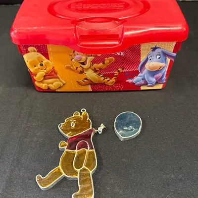 Vintage Winnie The Pooh - Huggies Wipes Tub Container + Suncatcher