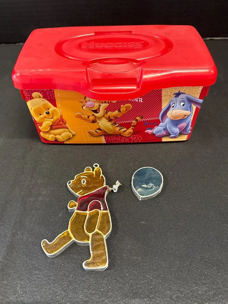 Vintage Winnie The Pooh - Huggies Wipes Tub Container + Suncatcher