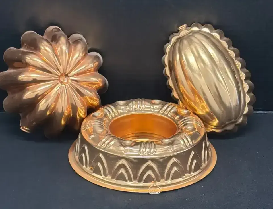 Vintage Mirro Copper Tint Aluminum Molds - 3pc Bundt Melon Star Collection