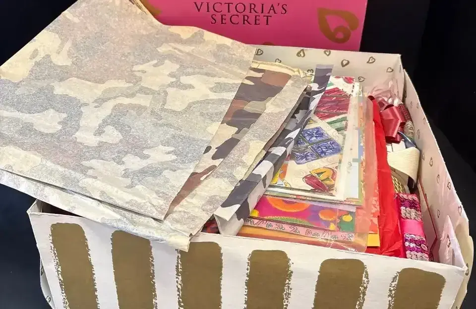Gift Wrap Assortment - Tissue Paper, Bags, Ribbons, Bows, Gift Card Box