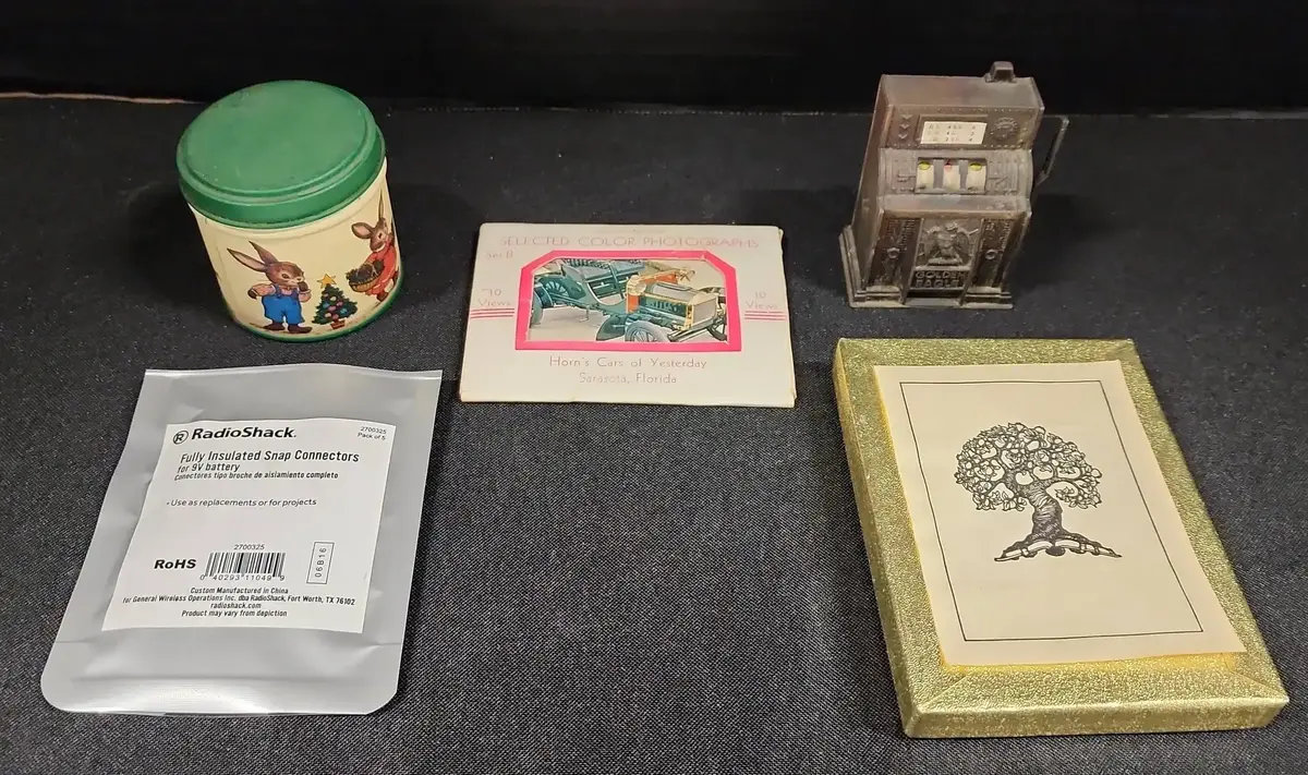 Vintage Variety - Antioch Bookplates, Horn's Cars Of Yesterday Mini Photos, Metal Slot Mch Pencil