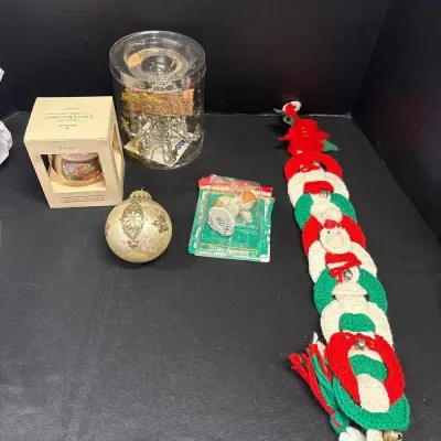 Vintage Christmas - Ornaments, Hallmark Father 1982, Angel, Chandelier, Crochet Door Hanger
