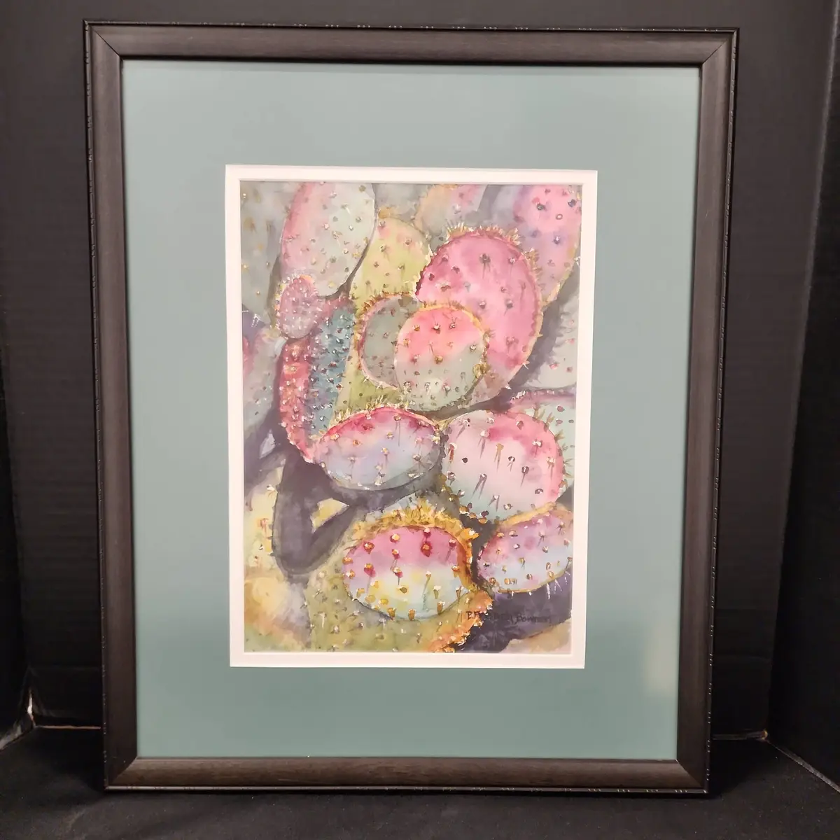 Prickly Pear Cactus Print, Wood Frame, Glass, By B. French Bowman 