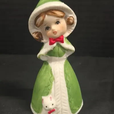 Vintage 1978 Jasco Merri-Bell - Hand-Painted Bisque Porcelain Christmas Figurine