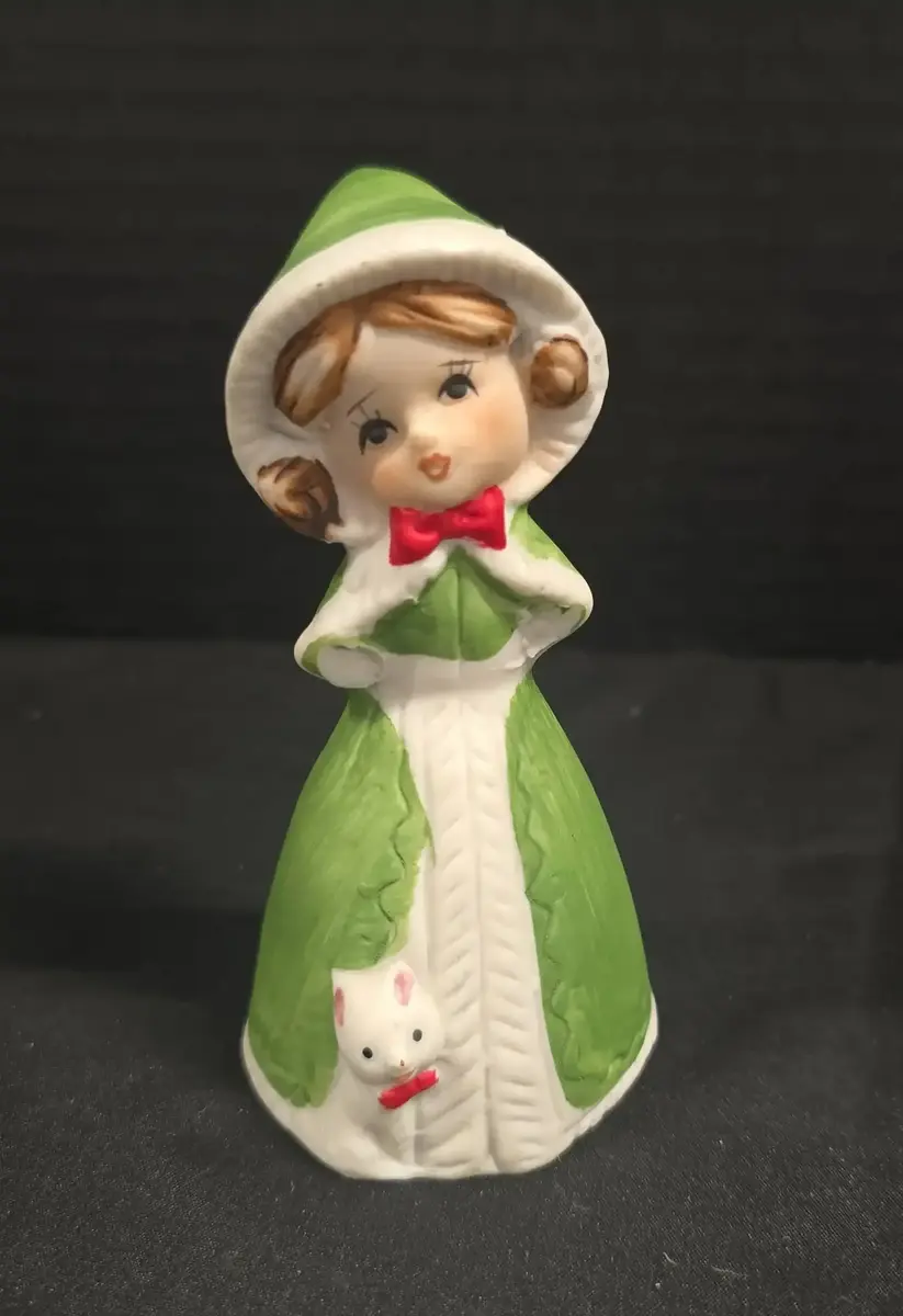 Vintage 1978 Jasco Merri-Bell - Hand-Painted Bisque Porcelain Christmas Figurine