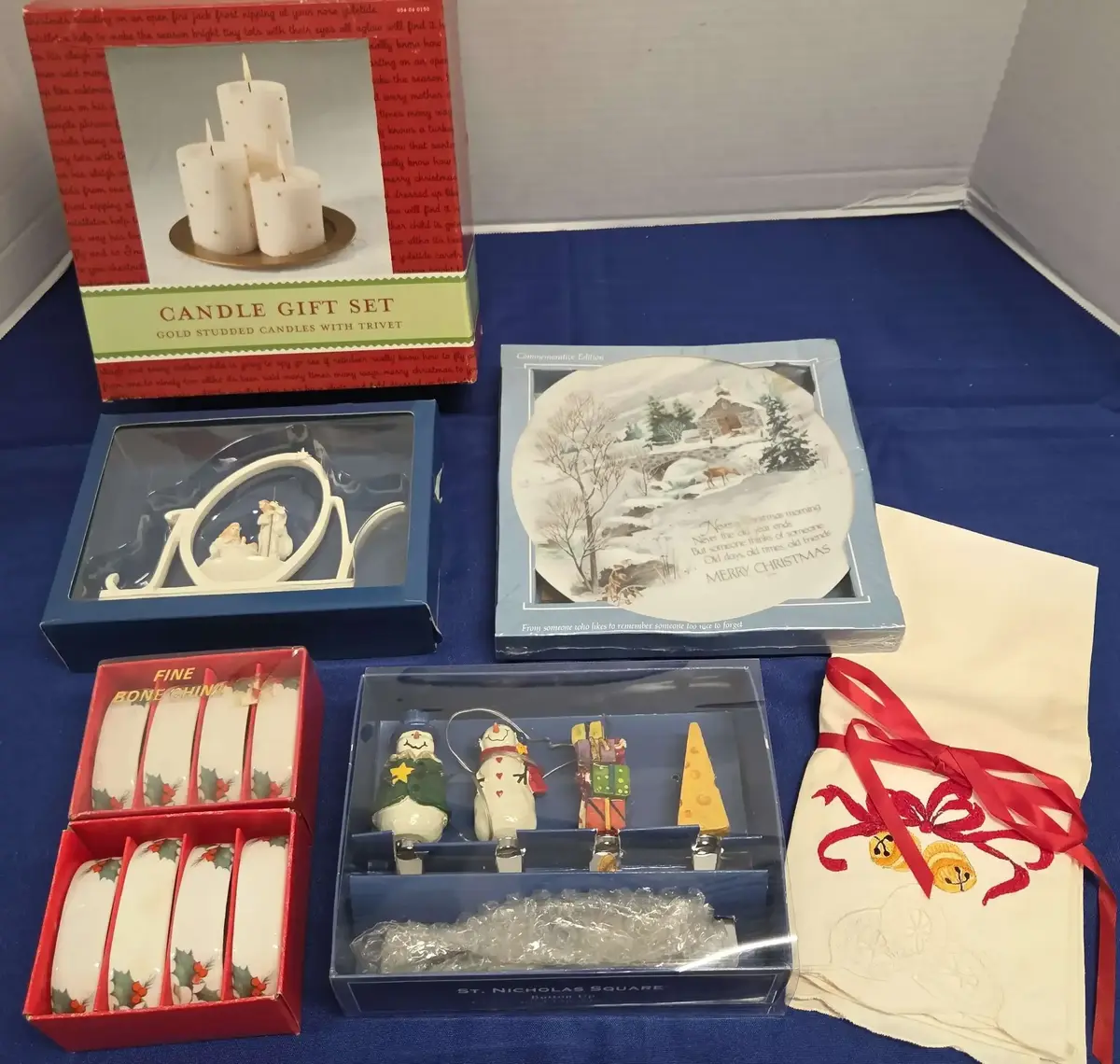 Holiday Gift Giving - Candle Set, Nativity Scene, Decorative Plate, Cheese Knives, Napkin Rings