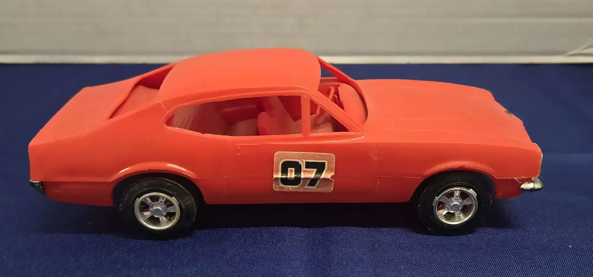Vintage 1970 Ford Maverick "General Lee" Car - Orange, Plastic, Dukes Of Hazzard