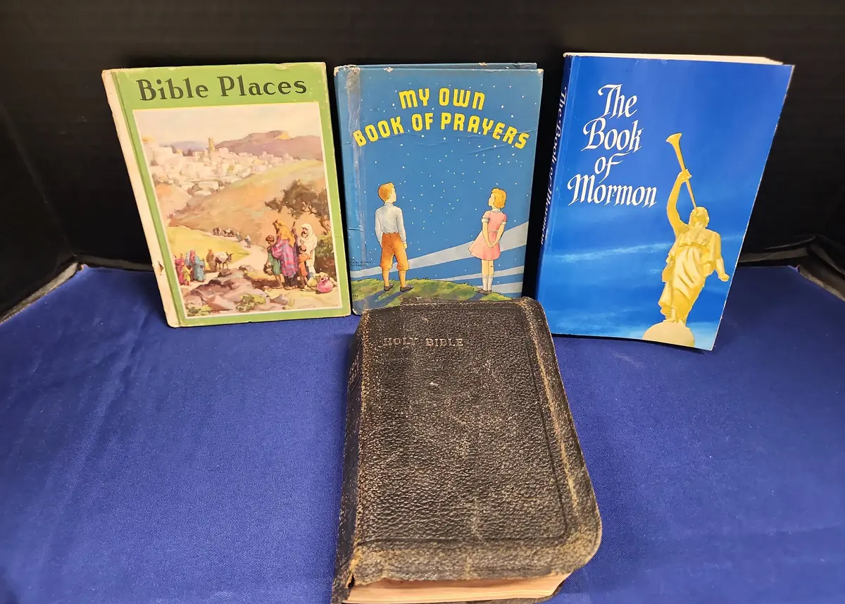 Vintage Religious Books - Holy Bible, Bible Places, My Own Prayers, Book Of Mormon