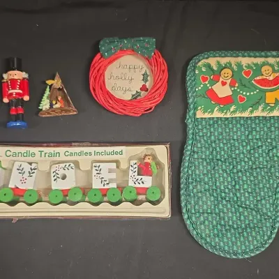 Holiday Decor - NOEL Candle Train, Oven Mit, Mini Wreath, Itty Bitty Nativity Scene, Nutcrackers