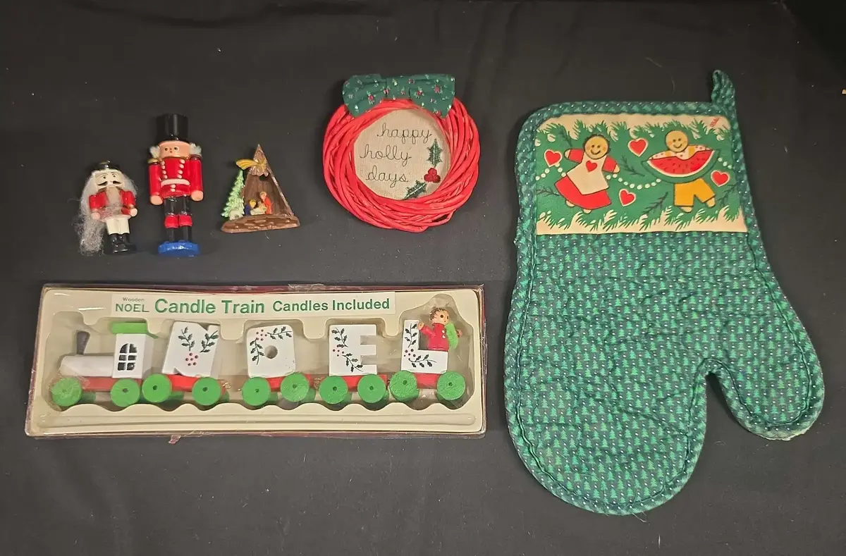 Holiday Decor - NOEL Candle Train, Oven Mit, Mini Wreath, Itty Bitty Nativity Scene, Nutcrackers