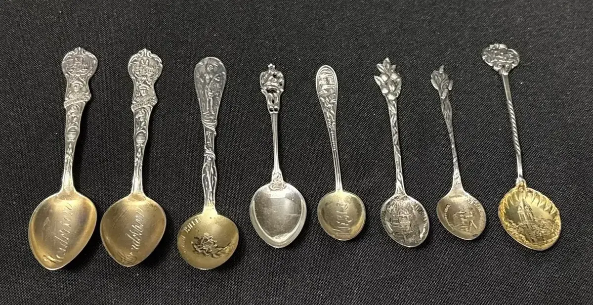 8 Vintage Sterling Silver Spoons - Travel, Souvenir, CO, KY, FL