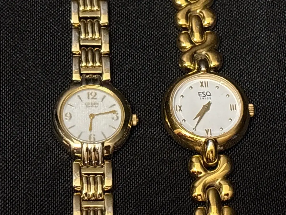 2 Ladies Watches - Citizen & ESQ Swiss, Gold Tone, Cocktail