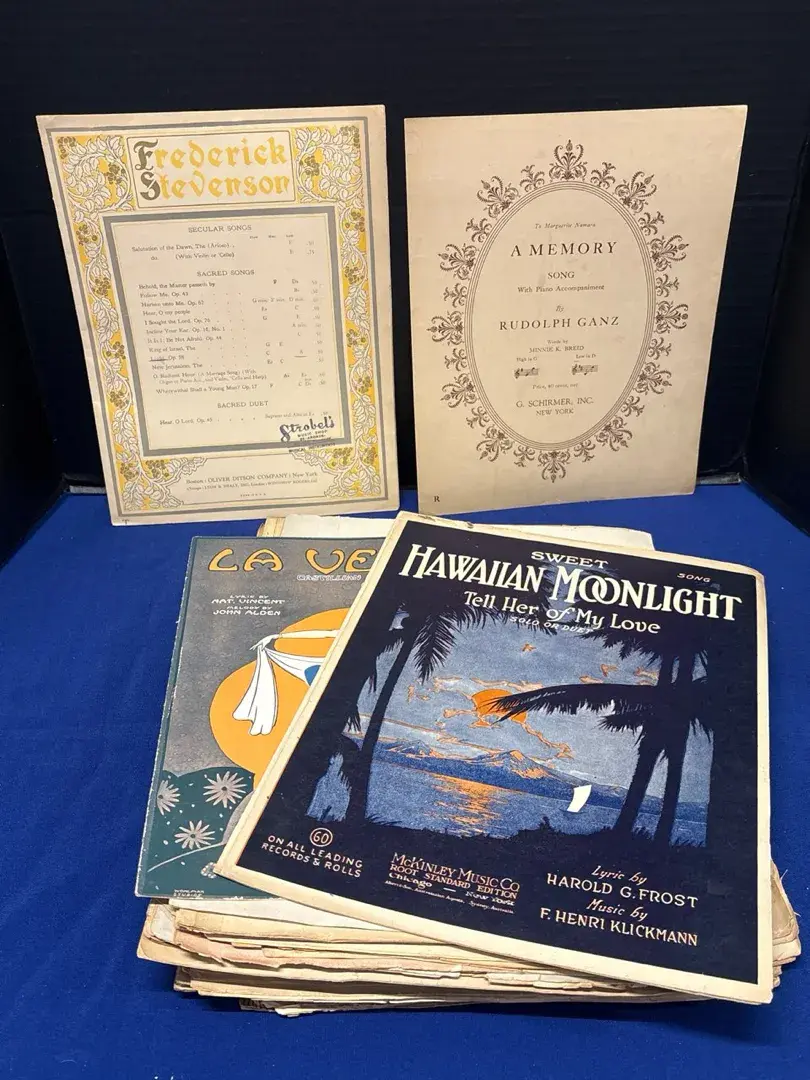 Vintage Sheet Music - Hawaiian Moonlight & Clavel Castellano Art Cover
