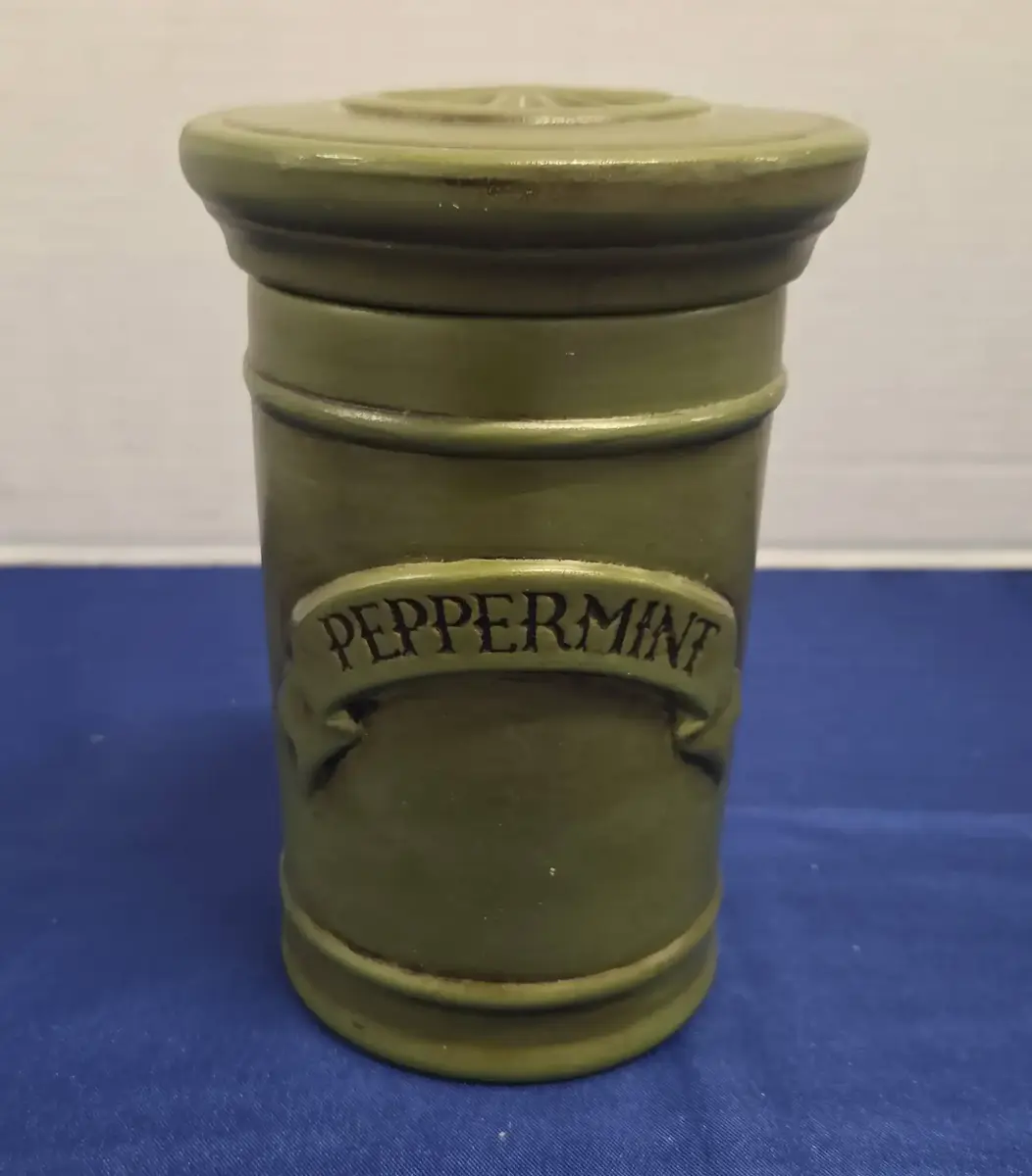 Vintage Green Ceramic Storage Canister - Peppermint 