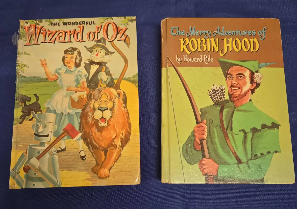 Vintage Hardback Books - The Wonderful Wizard Of Oz, The Merry Adventures Of Robin Hood