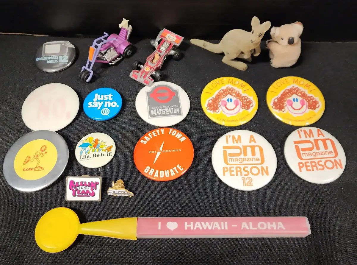 Collectibles - Pins, Buttons, Hawaii Multi-color Pencil, Australian Animal Figures, Diecast Cars