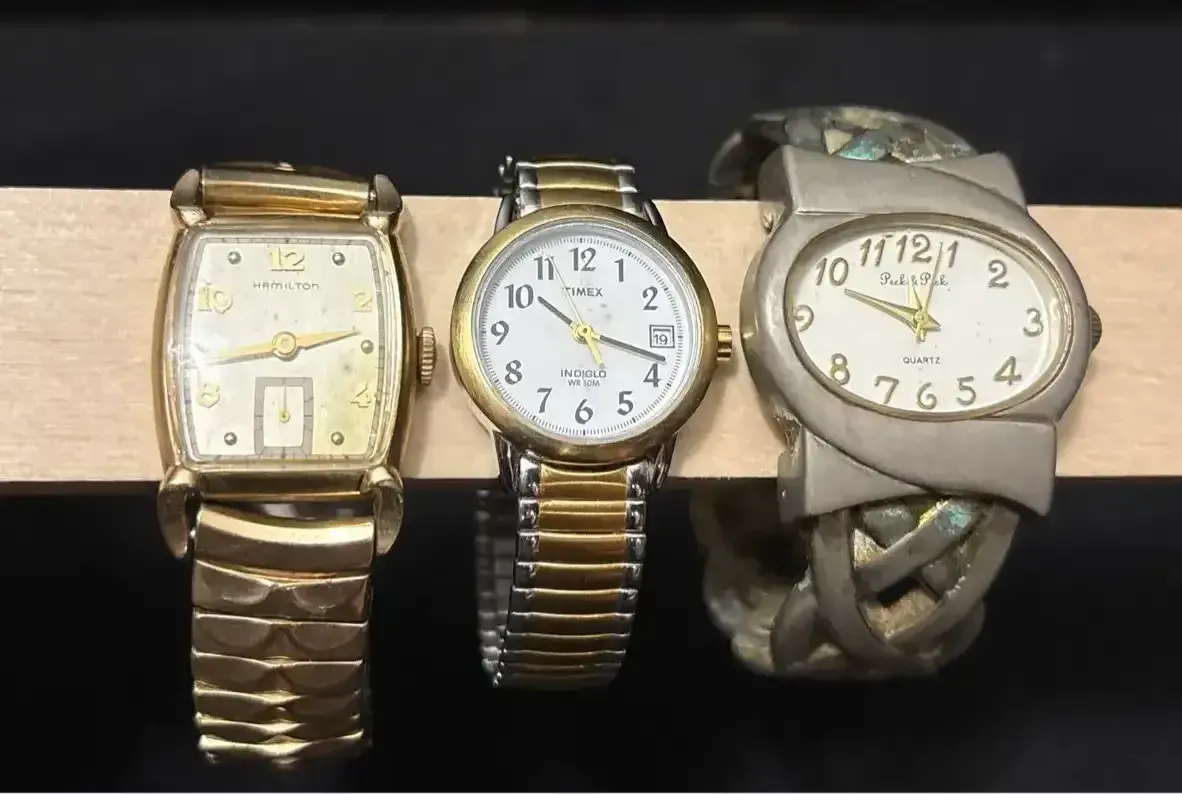 3 Ladies Watches - Vintage Hamilton Gold Filled, Timex Indiglo, Peck & Peck