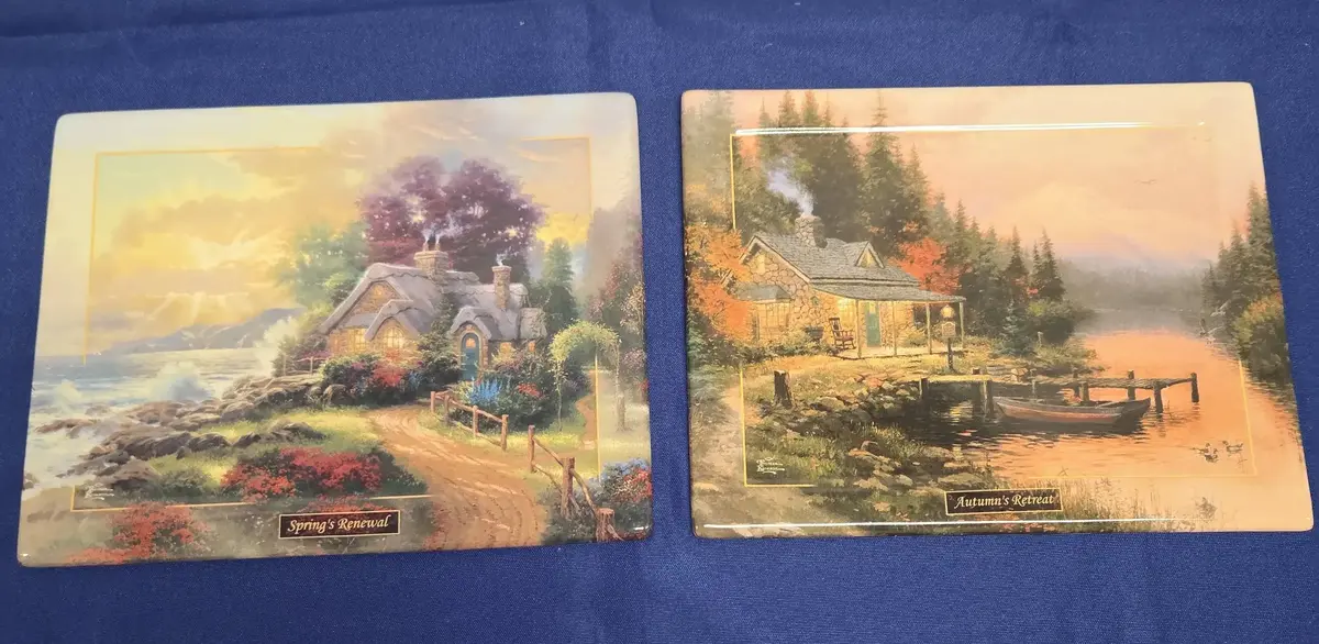 Thomas Kinkade Seasons of Reflection Collection - Ceramic Plaques, Wall Art, Bradford Exchange