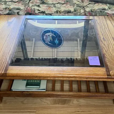 Oak And Smoked-Glass Coffee Table