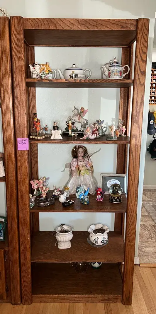 1970’s -Style Oak Open Etagere Bookcase