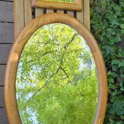 Pair Of Wood-Framed Mirrors