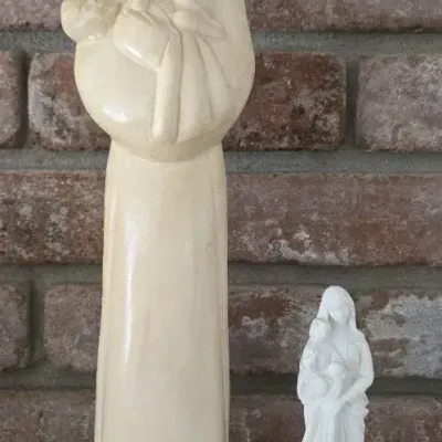Vintage Madonna and Child Religious Figurines, And Crucifix