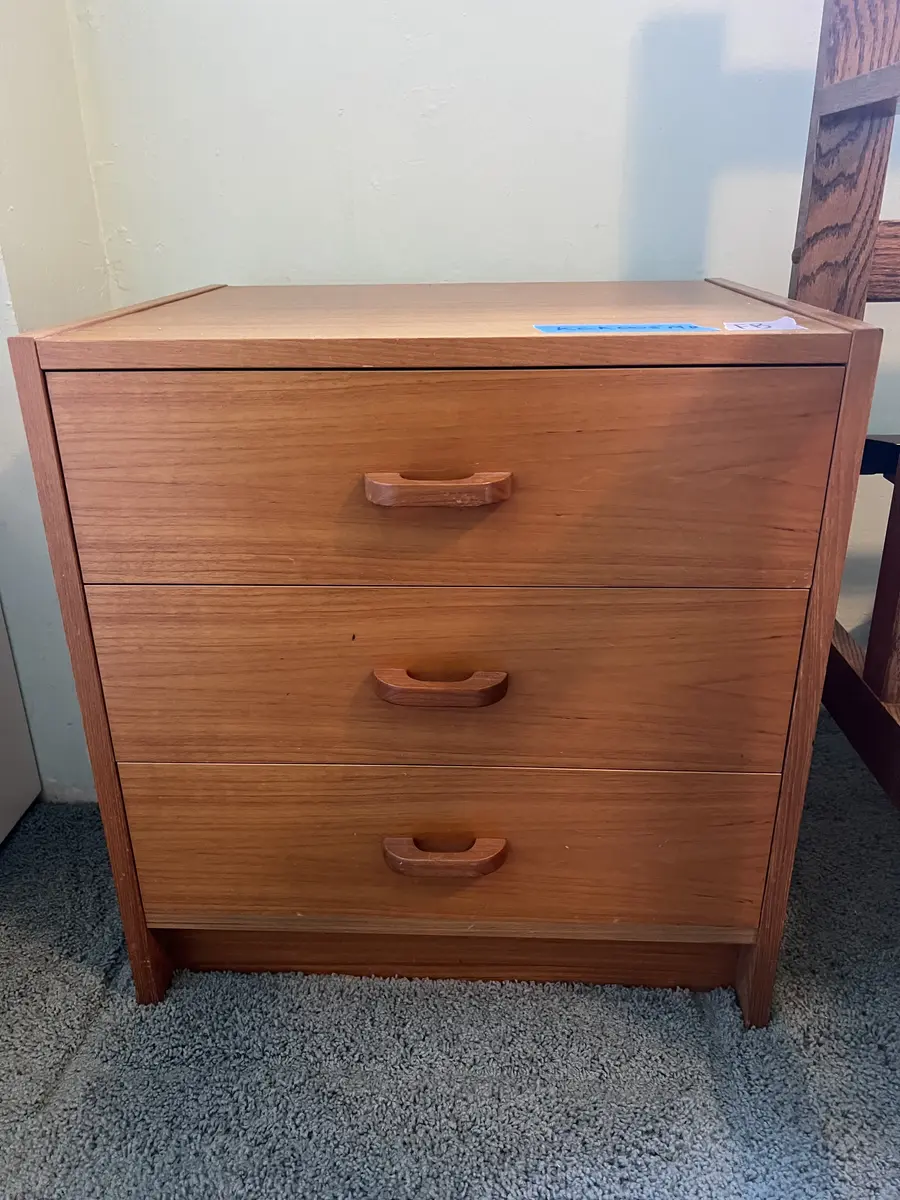 Wooden Three Drawer Side Table