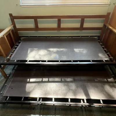Wooden Daybed W/ Metal Frame, Hammock Style Springs, & Trundle