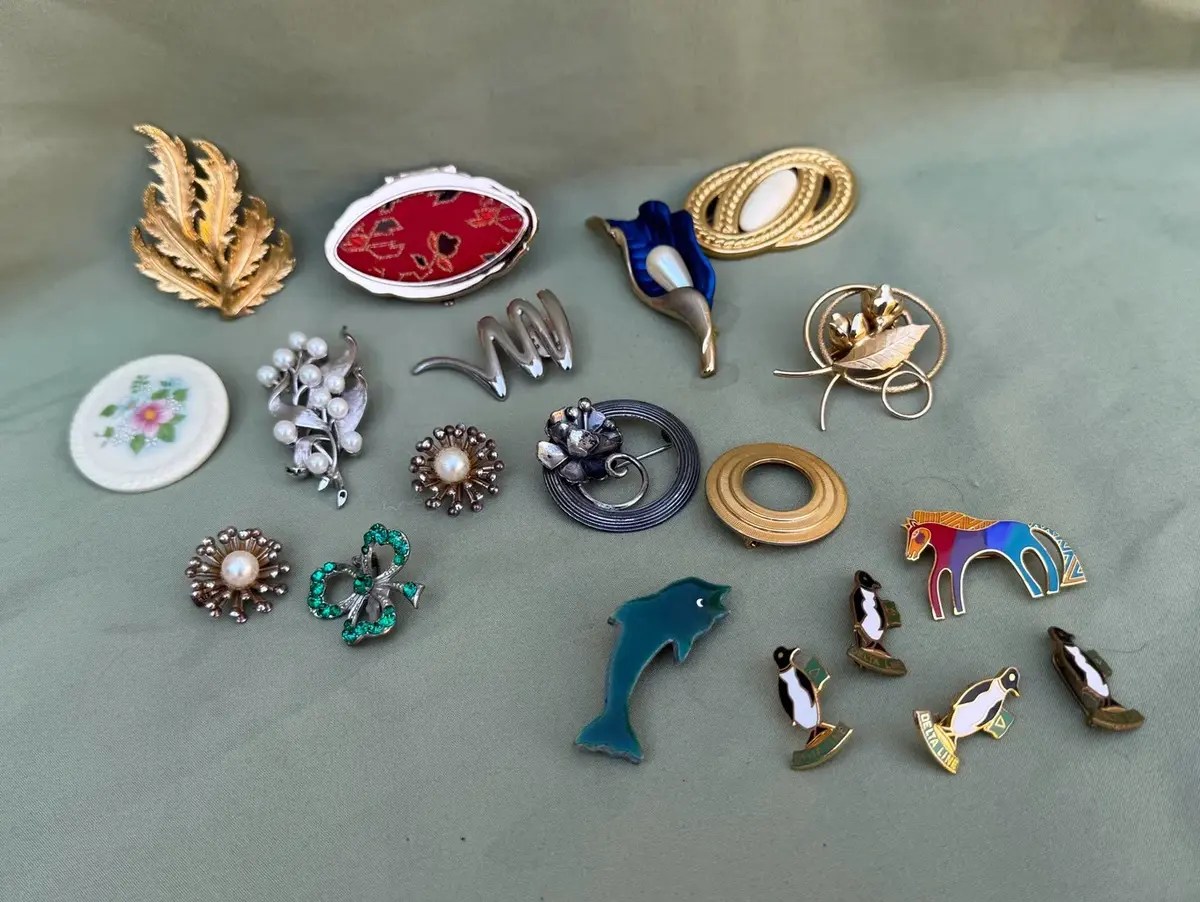 Assorted Vintage & Costume Brooch Pin Lot