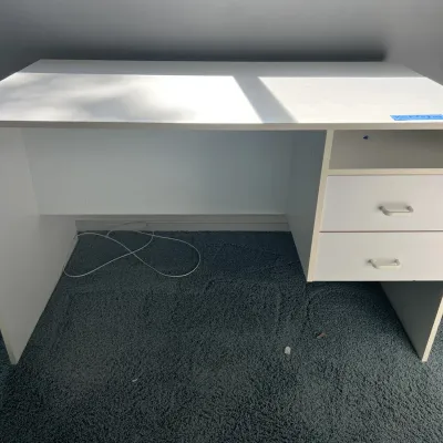 White Melamine Desk With Two Drawers
