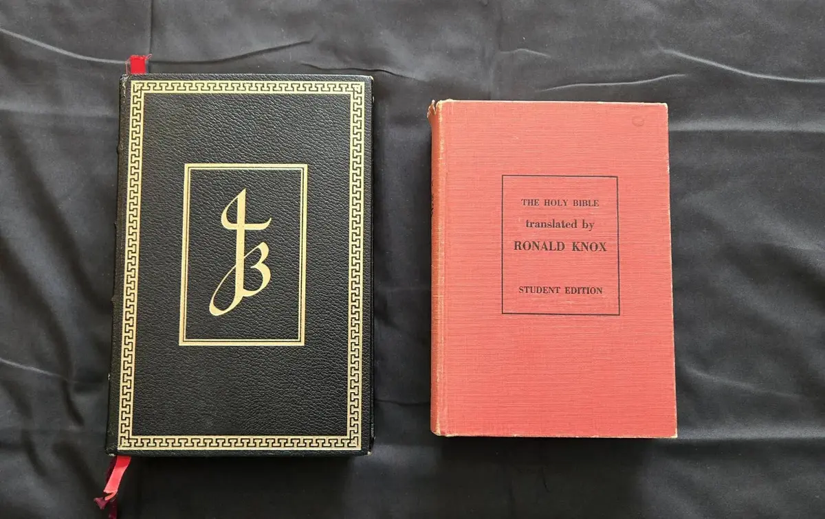 Pair of vintage Catholic Bibles featuring two notable 20th-century English translations.