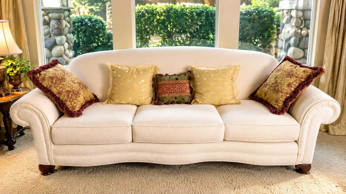 Drexel Heritage Collection Cream Upholstered Sofa  Made in USA