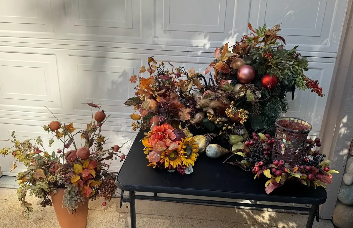 Large Lot of Artificial Floral Arrangements, Potted Flowers & Loose Faux Stems