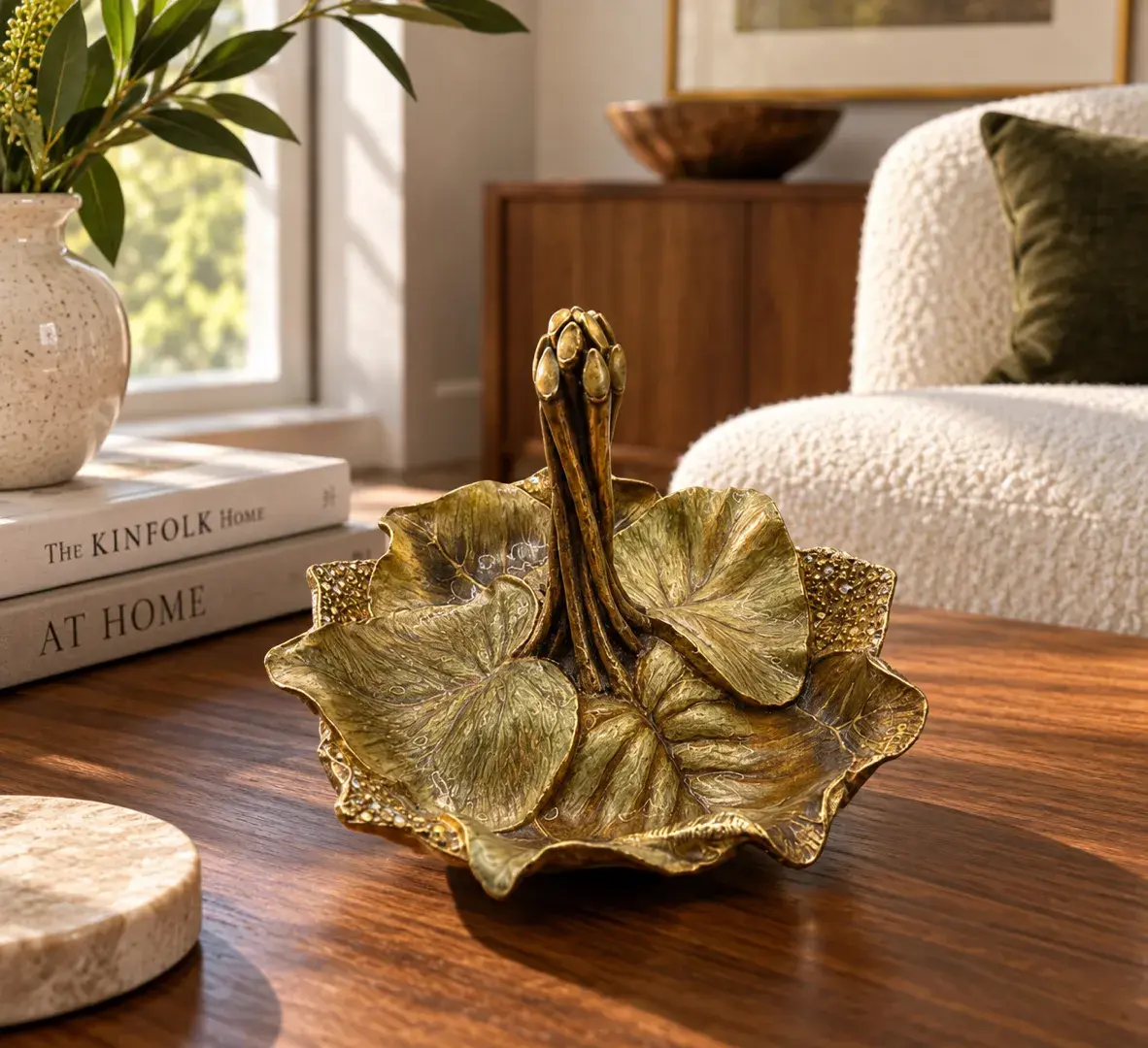 Jay Strongwater Jeweled Sculptural Leaf Trinket Dish
