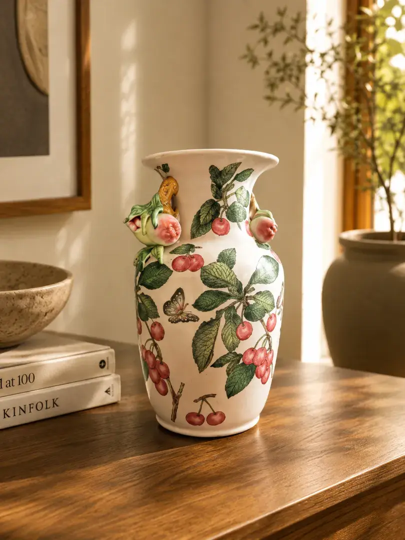 Andrea by Sadek Cherry & Butterfly Porcelain Vase