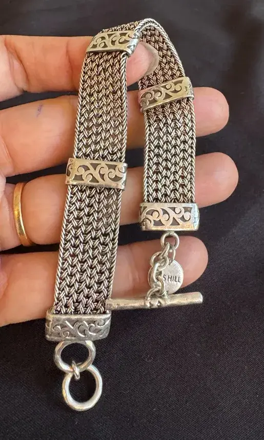 Lois Hill .925 Sterling Silver Woven Mesh Bracelet (35,4g)