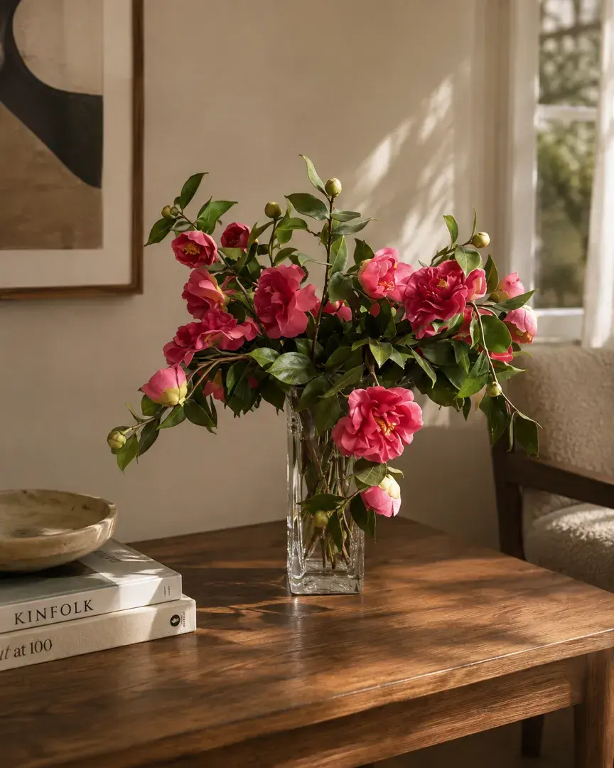 Modern Clear Glass Flared Vase With Silk Camilla 
