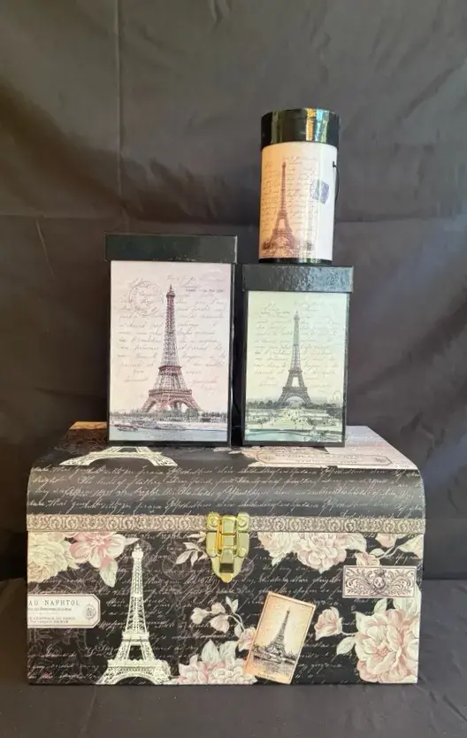 Paris Eiffel Tower Decorative Storage Box Collection  4 Pieces