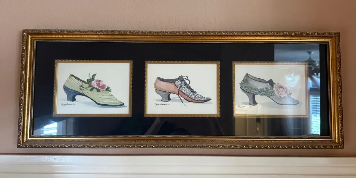 Signed Framed Peggy Abrams Vintage Shoes Print